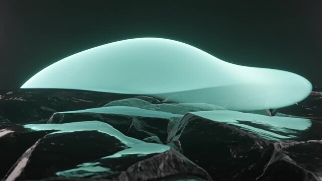 Glowing fluid shape morphing on a dark textured surface