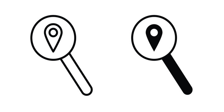 Search Location icon line and fill concepts