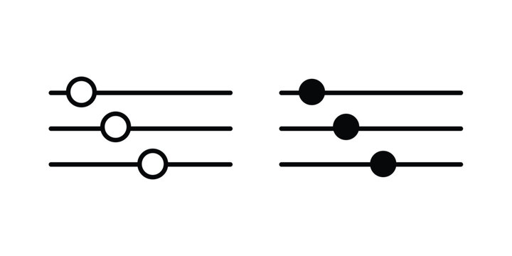 Settings sliders icon line and fill concepts