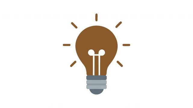 Minimalist brown light bulb icon showing a bright idea 4k