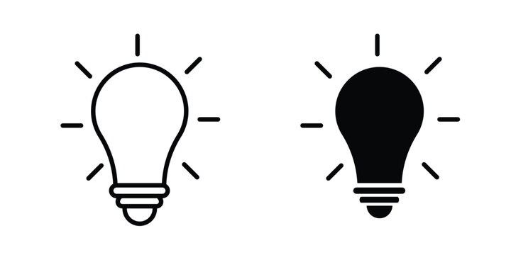 Solution lamp icon line and fill concepts