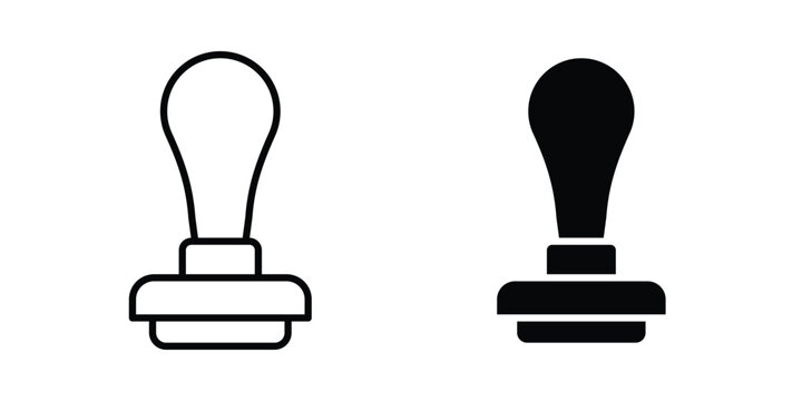 Stamp icon line and fill concepts
