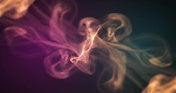 Smoke swirls in darkness slowly.