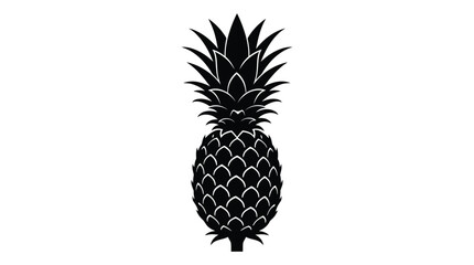 Obraz premium Pineapple Silhouette On White Background Tropical Fruit Shape