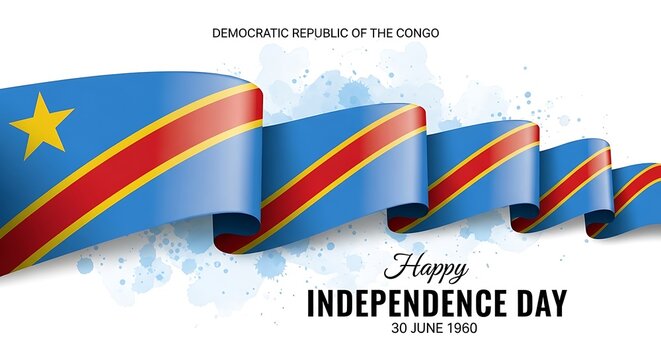 Democratic republic of the congo independence day celebration with flag ribbon
