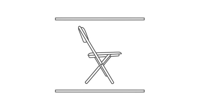 Minimalist illustration of a folding chair between two parallel lines