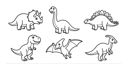 Collection Of Dinosaur Vector Illustrations On A White Background © Nayem