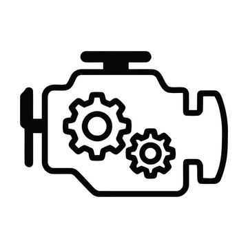 Outline Stylized Simple Gear Mechanism Engine Symbol Icon