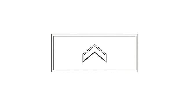 Simple Chevron Arrow Icon Inside Rectangle Frame, Minimalist Graphic Element