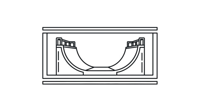 Skatepark Half Pipe Ramp Icon Vector Illustration