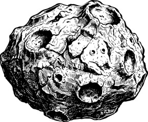 Detailed illustration of a space rock for Asteroid Day International Asteroid Day and monitoring an Asteroid Near Earth Asteroid to ensure planetary defense and space exploration © Thariq
