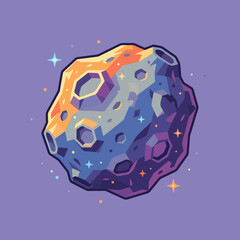 A colorful rocky asteroid floating in the deep dark outer space © Frazier