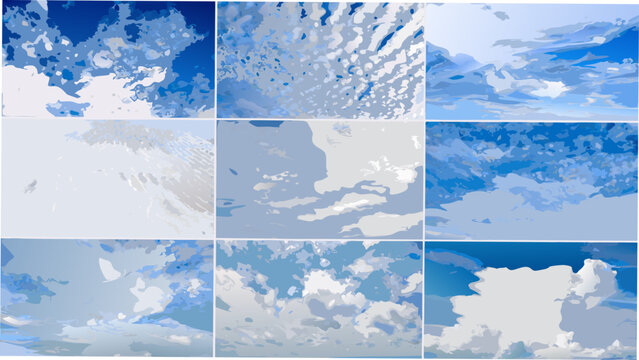 Cloud formations a grid of nine photographic images