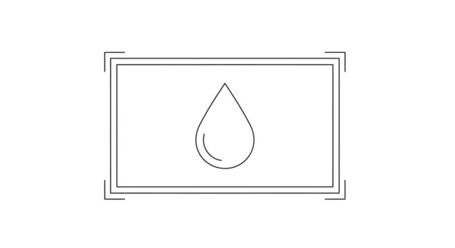 Water Drop Icon Inside Rectangular Frame, Minimalist Design, Clean Symbol