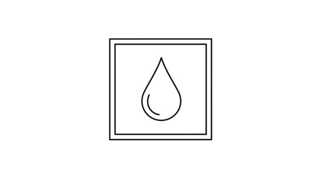 Water Drop Icon in Square Frame, Simple Line Art Symbol for Purity, Hydration, and Cleanliness