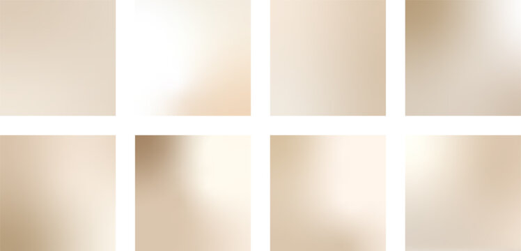 Square nude gradient background set with cream, champagne and brown pastel colors. Minimal liquid texture and elegant satin shine for social media design, posters and modern vector covers.
