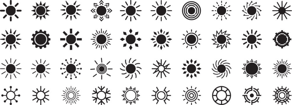 Icon illustration of the sun, summer, sunlight, solar, sunshine, and sunset.