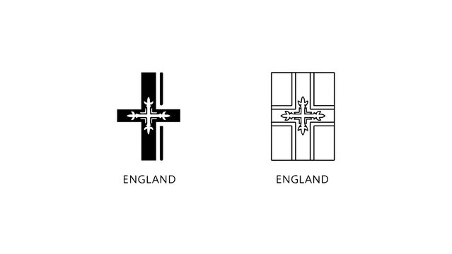 Minimalist England Cross Flag Logo Icon Set
