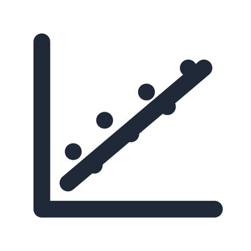 Regression line line icon, artificial intelligence outline symbol