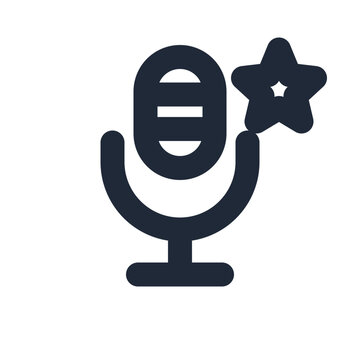Mc microphone line icon, event outline symbol