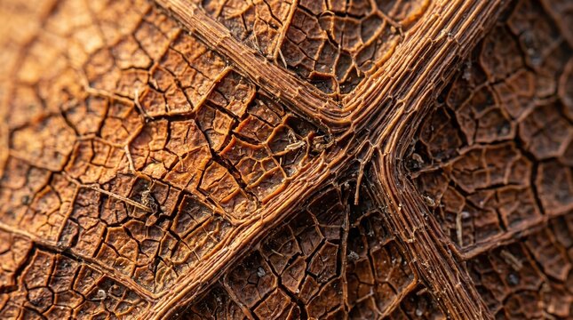 Extreme Macro of Cracked Dry Bark Texture with Polygon Pattern, Abstract Nature Background