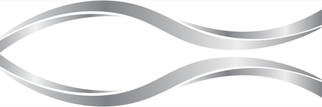 Silver swooshes lines with gradient for a luxurious border or footer on a certificate, banner