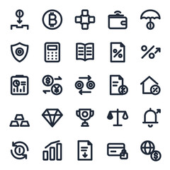 Fototapeta premium Finance icon set, 25 line icons collection vol 2