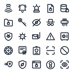 Fototapeta premium Security icon set, 25 line icons collection vol 2