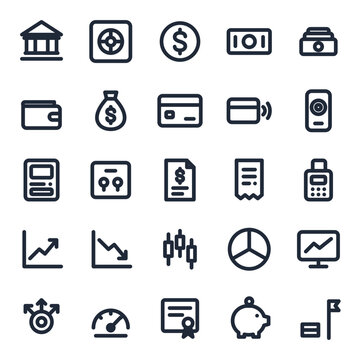 Finance icon set, 25 line icons collection vol 1