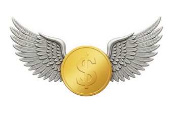 Naklejka premium Golden snitch with wings isolated on white isolated on transparent background