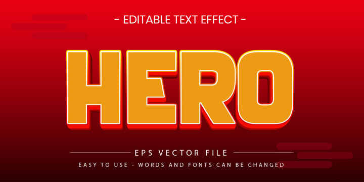 Hero text effect editable vector style for comics and game titles