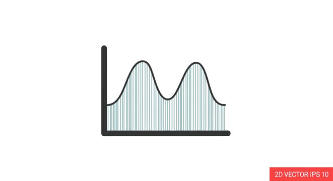Bimodal distribution graph with vertical bars on white background, vector illustration