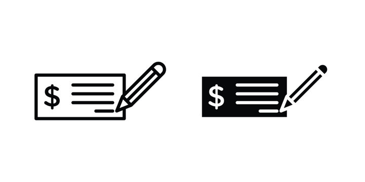 Signing cheque icon