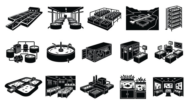 Aquaculture Farming Systems: Icons of Fish and Plant Cultivation - Black and White