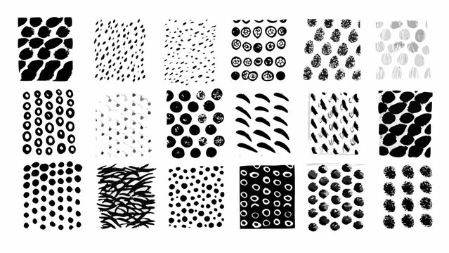 Ink Brush Stroke Patterns Collection A Variety Of Black And White Textures