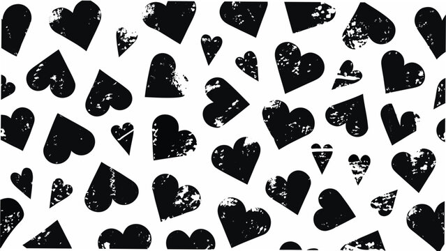 Distressed heart shapes pattern on a white background a textured and repeating design