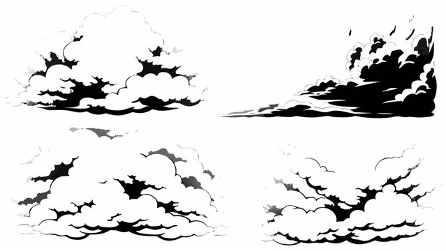 Dramatic cloud formations in a vector style presented against a white background