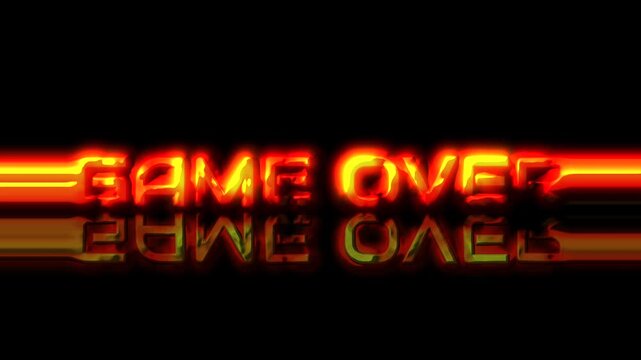 Game Over text message with fire and flames effects animation
