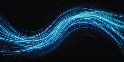 Abstract flowing blue light trail with particle dust abstract particles technology background futuristic communication connection artistic illustration electricity movement electric © Romana