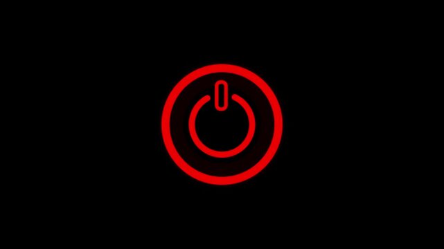Red neon power button isolated icon