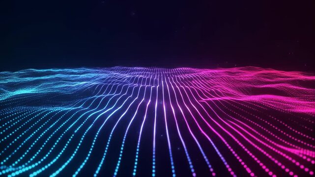 Futuristic Neon Wave Digital Landscape 4K Generative AI