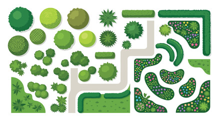 Top down garden elements vector illustration on a white background © NIPU