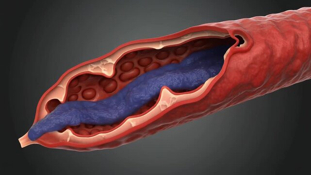 Medical Illustration of Blood Clot in Artery.