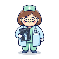 Fototapeta premium Cartoon female nurse holding xray.
