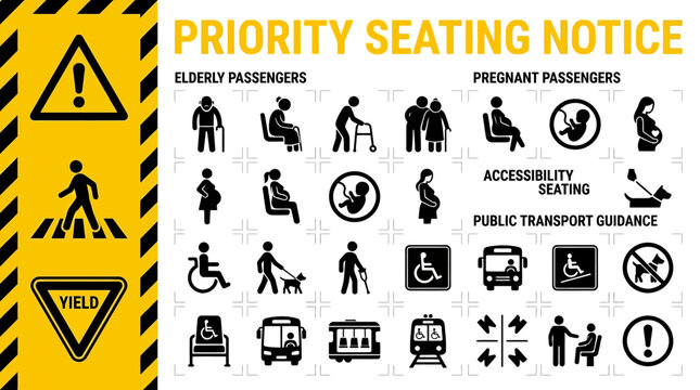 Priority Seating Notice Icons A Guide to Public Transport Etiquette for Passengers Requiring Special Assistance