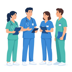 Fototapeta premium Medical Team Meeting in Hospital Healthcare Professionals Vector Illustration