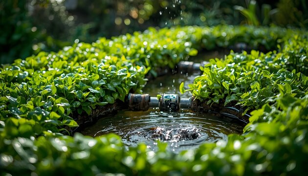 Green Frog Resting in Natural Pond Water Wildlife Amphibian Close Up Nature Scene
