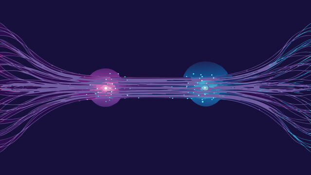 Abstract wave pattern with luminous blue and magenta hues on a dark background