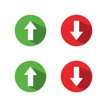 Up and down arrow icon with long shadow. Upward and downward symbol. Vertical arrows direction sign