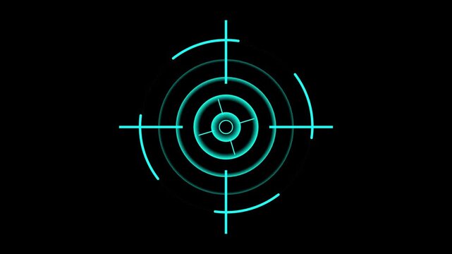 Glowing neon target icon animation. Military training , Military target icon animation .Crosshair, gun aim, sniper target, bullseye, hunting, target audience. 4k animation video.